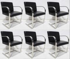 Ludwig Mies Van Der Rohe Set of Six Brno Chairs in Black Faux Leather - 1900364