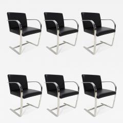 Ludwig Mies Van Der Rohe Set of Six Brno Chairs in Black Faux Leather - 1901820