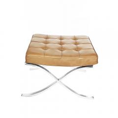 Ludwig Mies Van Der Rohe Stainless Barcelona Stool in Tan Leather Knoll - 3317413