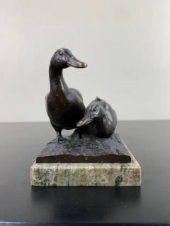 Ludwig Vordermayer Bronze Pair of Ducks by Ludwig Vordermayer on a Marble Plinth - 2487729