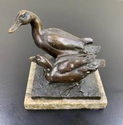 Ludwig Vordermayer Bronze Pair of Ducks by Ludwig Vordermayer on a Marble Plinth - 2487730
