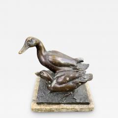 Ludwig Vordermayer Bronze Pair of Ducks by Ludwig Vordermayer on a Marble Plinth - 2492778