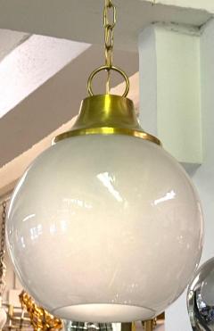 Luigi Caccia Dominioni Italian Mid Century Modern Satin Glass Brass Pendant by Luigi Caccia Dominioni - 4571268