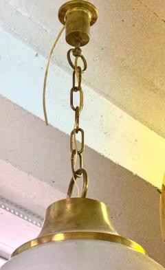 Luigi Caccia Dominioni Italian Mid Century Modern Satin Glass Brass Pendant by Luigi Caccia Dominioni - 4571269