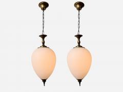 Luigi Caccia Dominioni Luigi Caccia Dominioni ceiling pendants in opaline glass and brass attributed - 4562132