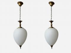Luigi Caccia Dominioni Luigi Caccia Dominioni ceiling pendants in opaline glass and brass attributed - 4562133