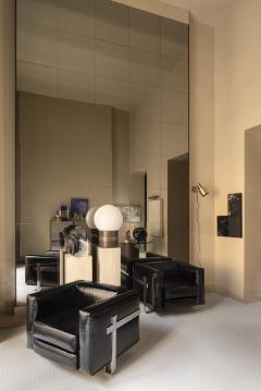 Luigi Caccia Dominioni Pair of Italian Armchairs in black vinyl and steel 1960s - 4453681