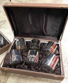 Luigi Calegaro Calegaro Italian Set 12 Silver Plated Glasses in Original Boxes 1960s - 1031756