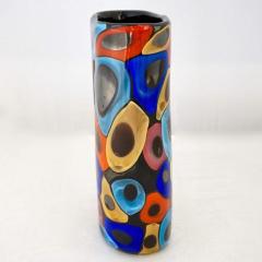 Luigi Camozzo Camozzo 1990 Modern Black Azure Blue Red Pink Yellow Murano Glass Vase - 2045799