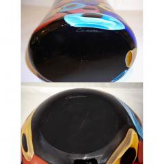 Luigi Camozzo Camozzo 1990 Modern Black Azure Blue Red Pink Yellow Murano Glass Vase - 2045800