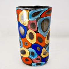 Luigi Camozzo Camozzo 1990 Modern Black Azure Blue Red Pink Yellow Murano Glass Vase - 2045801