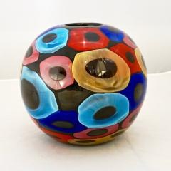 Luigi Camozzo Camozzo 1990 Modern Black Azure Blue Red Pink Yellow Murano Glass Vase - 2067710