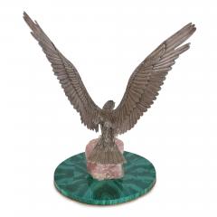 Luigi Cervone Italian silver rose quartz and malachite model of an eagle by Cervone - 3710513