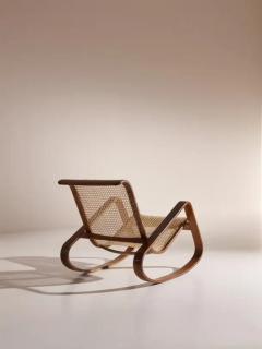 Luigi Crassevig Caned Rocking Chair Made by Porino Italy 1930s - 3650919