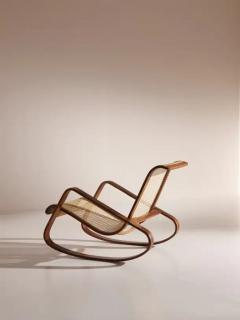 Luigi Crassevig Caned Rocking Chair Made by Porino Italy 1930s - 3650930