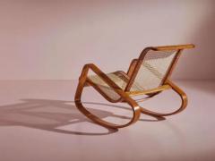 Luigi Crassevig Caned Rocking Chair Made by Porino Italy 1930s - 3791610