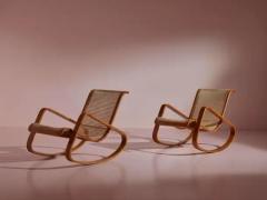 Luigi Crassevig Caned Rocking Chair Made by Porino Italy 1930s - 3791654