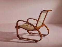 Luigi Crassevig Porino Pair of Curved Beechwood and Cane Armchairs Italy 1930s - 3723094