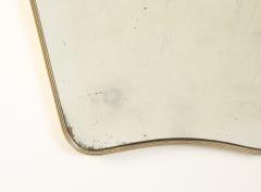 Luigi Fontana Luigi Fontana 1940s Brass Shaped Wall Mirror with Decorative Scroll Crest - 4783714