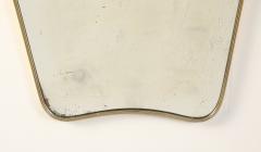 Luigi Fontana Luigi Fontana 1940s Brass Shaped Wall Mirror with Decorative Scroll Crest - 4783738