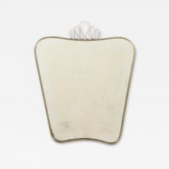 Luigi Fontana Luigi Fontana 1940s Brass Shaped Wall Mirror with Decorative Scroll Crest - 4791842