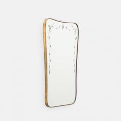 Luigi Fontana Rare Etched Glass and Shaped Brass Wall Mirror by Luigi Fontana Fontana Arte - 4743545