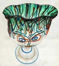 Luigi Mellara Luigi Mellara Picasso Homage Italian Green Blu Murano Glass Face Vase Sculpture - 3547182