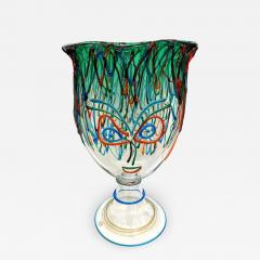 Luigi Mellara Luigi Mellara Picasso Homage Italian Green Blu Murano Glass Face Vase Sculpture - 3547231