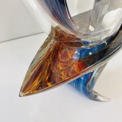 Luigi Moro 2015 Italian Yellow Blue Brown Crystal Murano Glass Boat Modernist Art Sculpture - 2269360