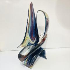 Luigi Moro 2015 Italian Yellow Blue Brown Crystal Murano Glass Boat Modernist Art Sculpture - 2269378