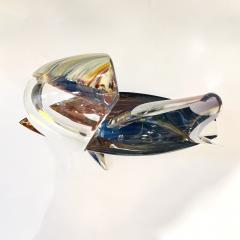 Luigi Moro 2015 Italian Yellow Blue Brown Crystal Murano Glass Boat Modernist Art Sculpture - 3145650