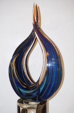 Luigi Moro Contemporary Italian Crystal Blue Orange Brown Murano Glass Love Sculpture - 1591970