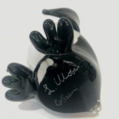 Luigi Moro Italian Black White Blown Solid Murano Glass Modern Penguin Sculpture - 2309075