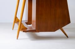 Luigi Olivieri Modernist desk in walnut and blond maple Ground glass top with wooden band - 2484798