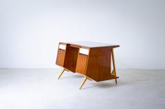 Luigi Olivieri Modernist desk in walnut and blond maple Ground glass top with wooden band - 2484804