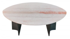 Luigi Saccardo Luigi Saccardo Attr Large Pink Oval Marble Dining Table Steel Italy 1970s MCM - 3070117