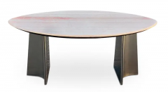 Luigi Saccardo Luigi Saccardo Attr Large Pink Oval Marble Dining Table Steel Italy 1970s MCM - 3070138