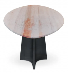 Luigi Saccardo Luigi Saccardo Attr Large Pink Oval Marble Dining Table Steel Italy 1970s MCM - 3070143
