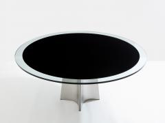 Luigi Saccardo Luigi Saccardo for Arrmet brushed steel black glass dining table 1970s - 4056742