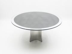 Luigi Saccardo Luigi Saccardo for Maison Jansen brushed steel glass dining table 1970s - 1054852