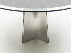 Luigi Saccardo Luigi Saccardo for Maison Jansen brushed steel glass dining table 1970s - 1054854