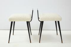 Luigi Scremin Pair of Italian Vintage Lacquered Metal Upholstered Stools by Luigi Scremin - 2132985