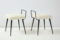 Luigi Scremin Pair of Italian Vintage Lacquered Metal Upholstered Stools by Luigi Scremin - 2132986