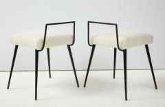 Luigi Scremin Pair of Italian Vintage Lacquered Metal Upholstered Stools by Luigi Scremin - 2132988