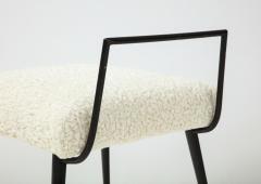 Luigi Scremin Pair of Italian Vintage Lacquered Metal Upholstered Stools by Luigi Scremin - 2132995