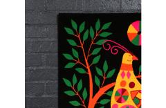 Luis Montiel Handwoven Mexican Modern Folk Art Bird Tapestry - 4431512