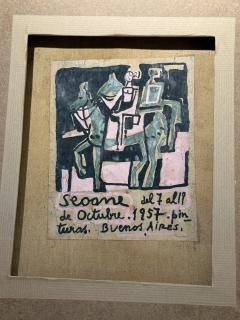 Luis Seoane Cubist Figural Composition Oil on Canvas Signed 1957 - 4754271