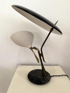 Lumen Milano Mid Century Desk Lamp Painted Metal Brass Marble by Lumen Italy 1950s - 3156075