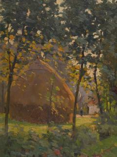 Luminism Constant Leemans 1871 1945 Luminist Landscape with Haystack - 1996168