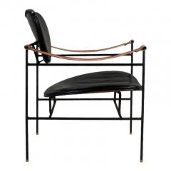Luther Conover Leather Chair w Leather Strap Arms on Iron Frame 1960 - 3552478